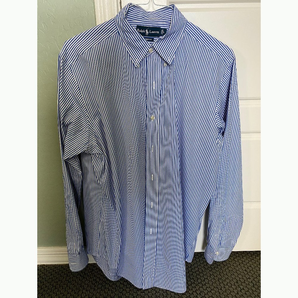 Ralph Lauren Men's Classic Fit Dress Shirt, Blue, Size L, 16.5 - 34